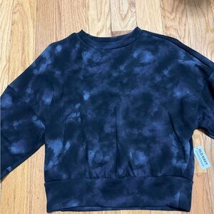 Old Navy Women's Crew Neck Sweater - Black and Blue Tie-Dye